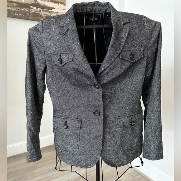 Talbots Ladies 8P Wool Blend Grey Tweed Look Classic Quality Blazer - Picture 4 of 6